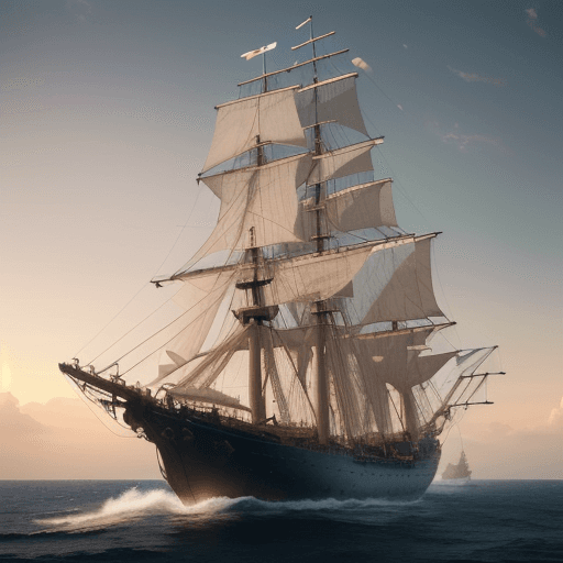 AI generated: Photo of a ultra realistic sailing ship, dramatic light, pale sunrise, cinematic lighting, battered,...