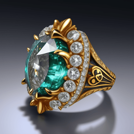 AI generated: A ring from an Eastern dragon with diamond eyes