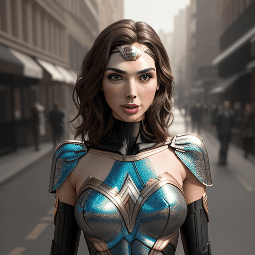 AI generated: stunning fiminine body, commercial image, Gal Gadot | holographic photography shoots, in the style o...