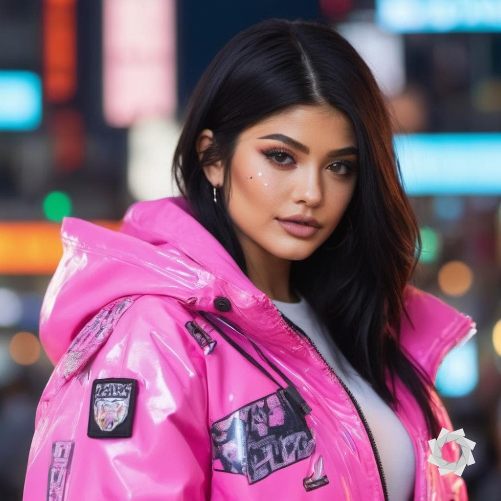 AI generated: Kylie Jenner as a futuristic girl, kawaii style {style Detailed body painting beautiful neon operato...
