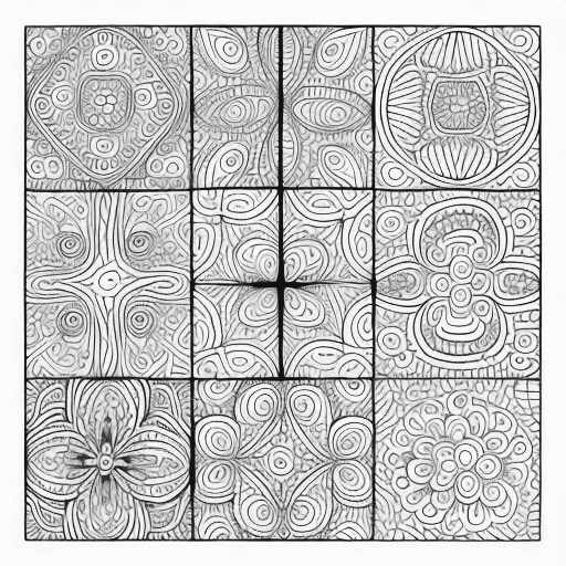 AI generated: doodle page for coloring book, black and white, black outlines