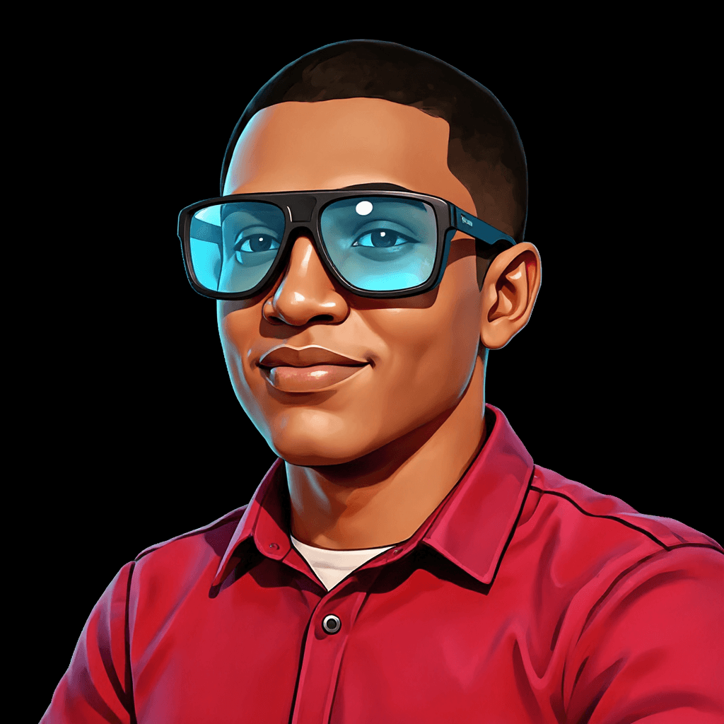 AI generated: awesome illustration, featured on FreePik, young man with smart glasses, futuristic, technology