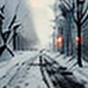 AI generated: Planet Earth after humans are gone, abandoneegetation, cracked streets, destroyed, snowing, winter