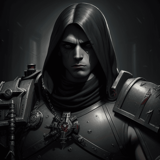AI generated: portrait of an warhammer 40k male assassin , upper body, warhammer 40k style, (gloomy illumination, ...