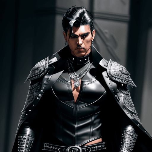 AI generated: male super hero named The Whip, Hispanic, black hair, no symbol, using two whips ((intricate silver ...
