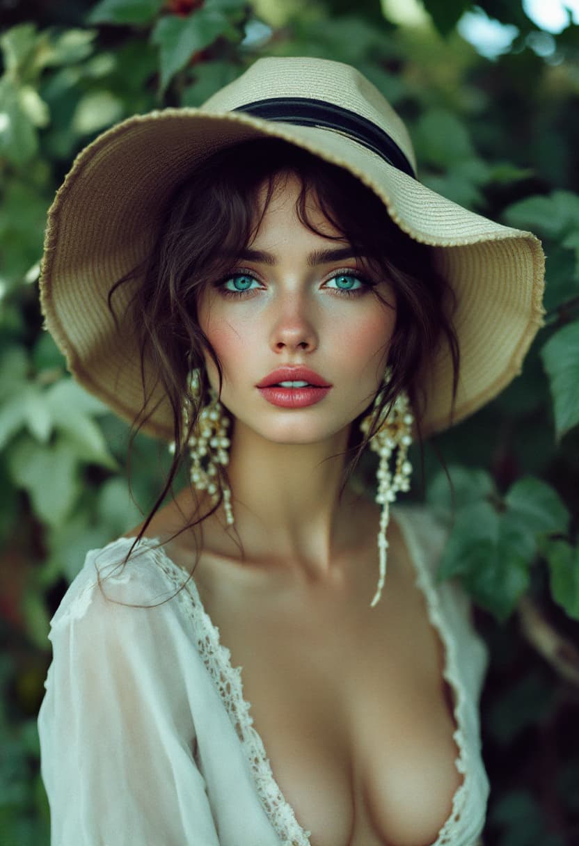 AI generated: analog color film photograph of a beautiful eastern European woman with light colored perfect eyes, ...