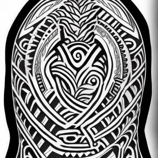 AI generated: Polynesian Tribal tattoo style, Pouring Vase design, smooth wave flow out, white background, --no sk...