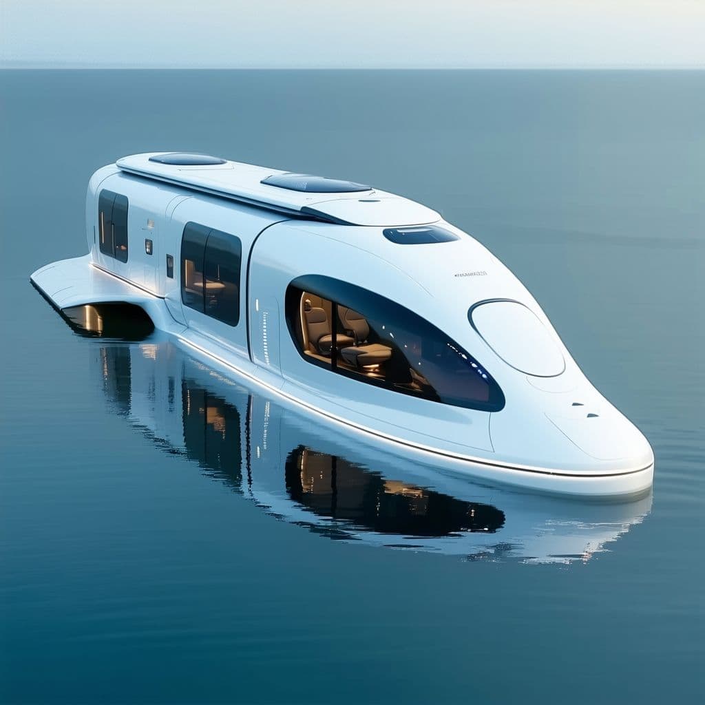 AI generated: a closeup of a futuristic floating rv 