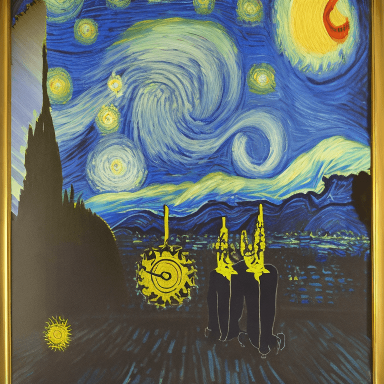AI generated: high quality, highly detailed, Imagine a dreamlike scene blending the swirling cosmic colors of Vinc...