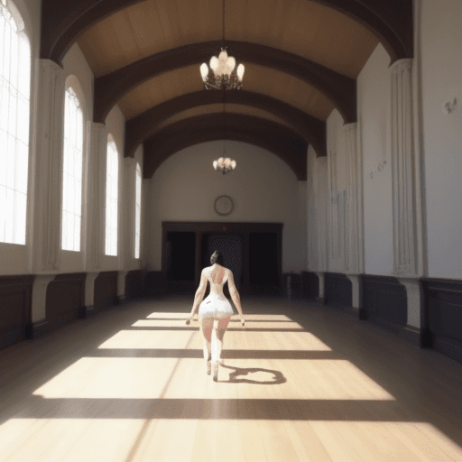 AI generated: very large hall back animation