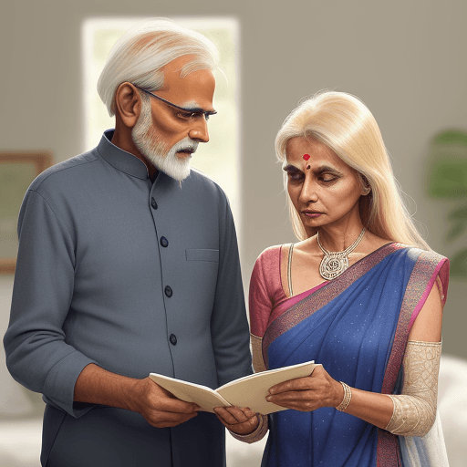 AI generated: (exasperated:0.40) 60yr old  ((Indian husband):0.50) trying to teach his 60yr old (reluctant:0.50) (...