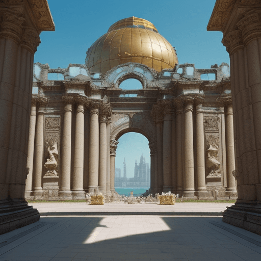 AI generated: In the magnificent ancient city ruins at the depths of the deep sea, at the heart of the city, there...