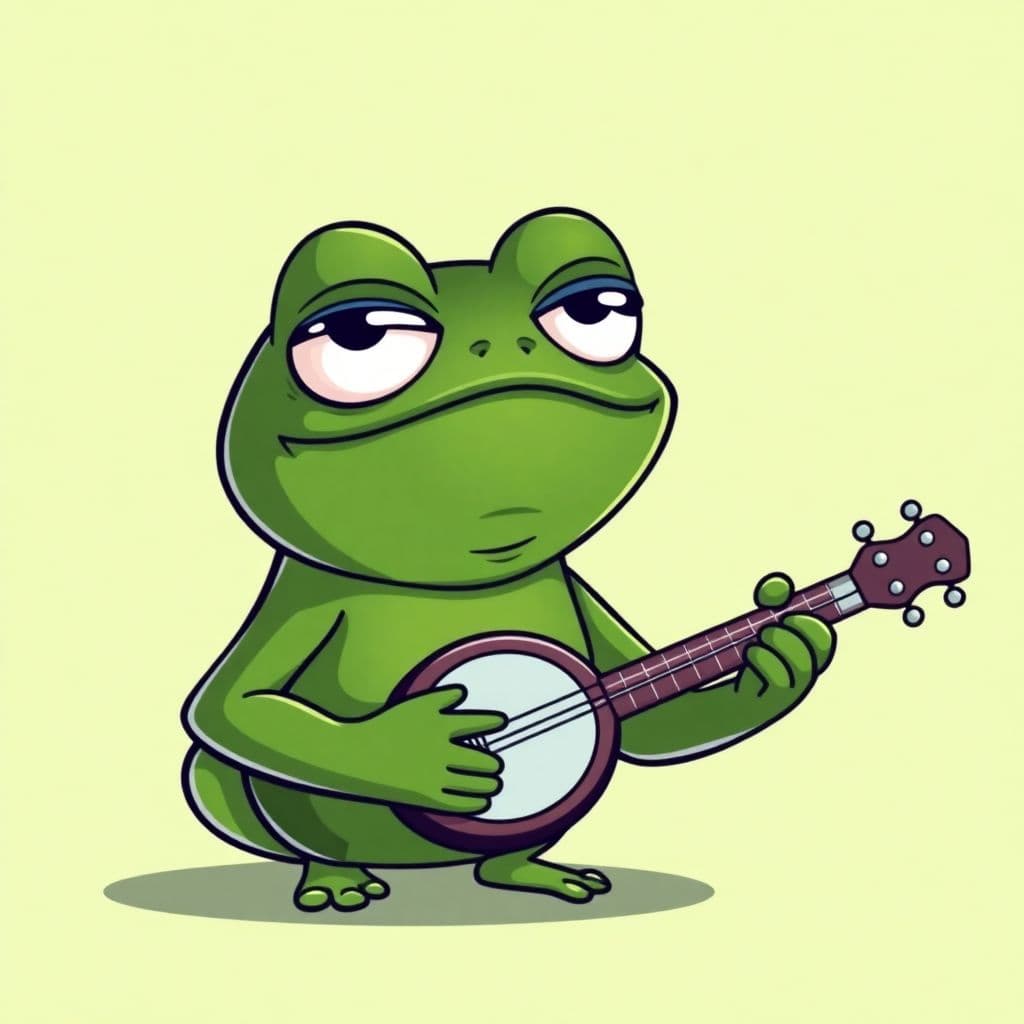 AI generated: A humorous and meme-style NFT profile picture featuring a smug, anthropomorphic dark green frog char...