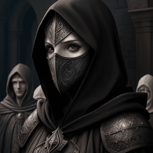 AI generated: A Merchand on a council with other members with faces hidden under hoods in a fantasy realistic styl...