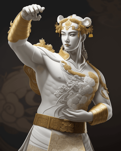AI generated: pretty and coquettish, Tradition Chinese Ink Painting, tiger captain america, low angle view, octane...
