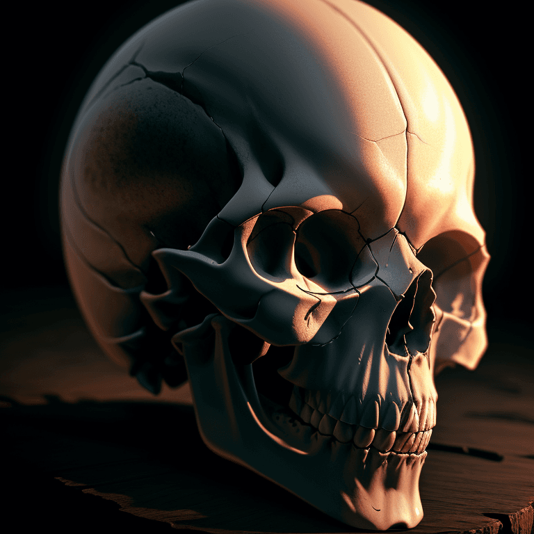 AI generated: human skull, rim light, cinematic  , 4k, hyper realistic, focused, extreme details