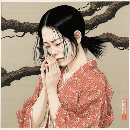 AI generated: Woman crying, artwork by Takato Yamamoto and Chika Yamada, very detailed