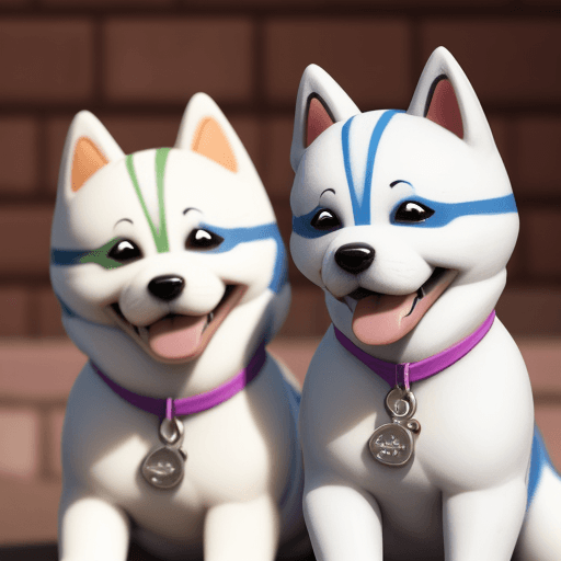 AI generated: Perritos huski sonriendo 
