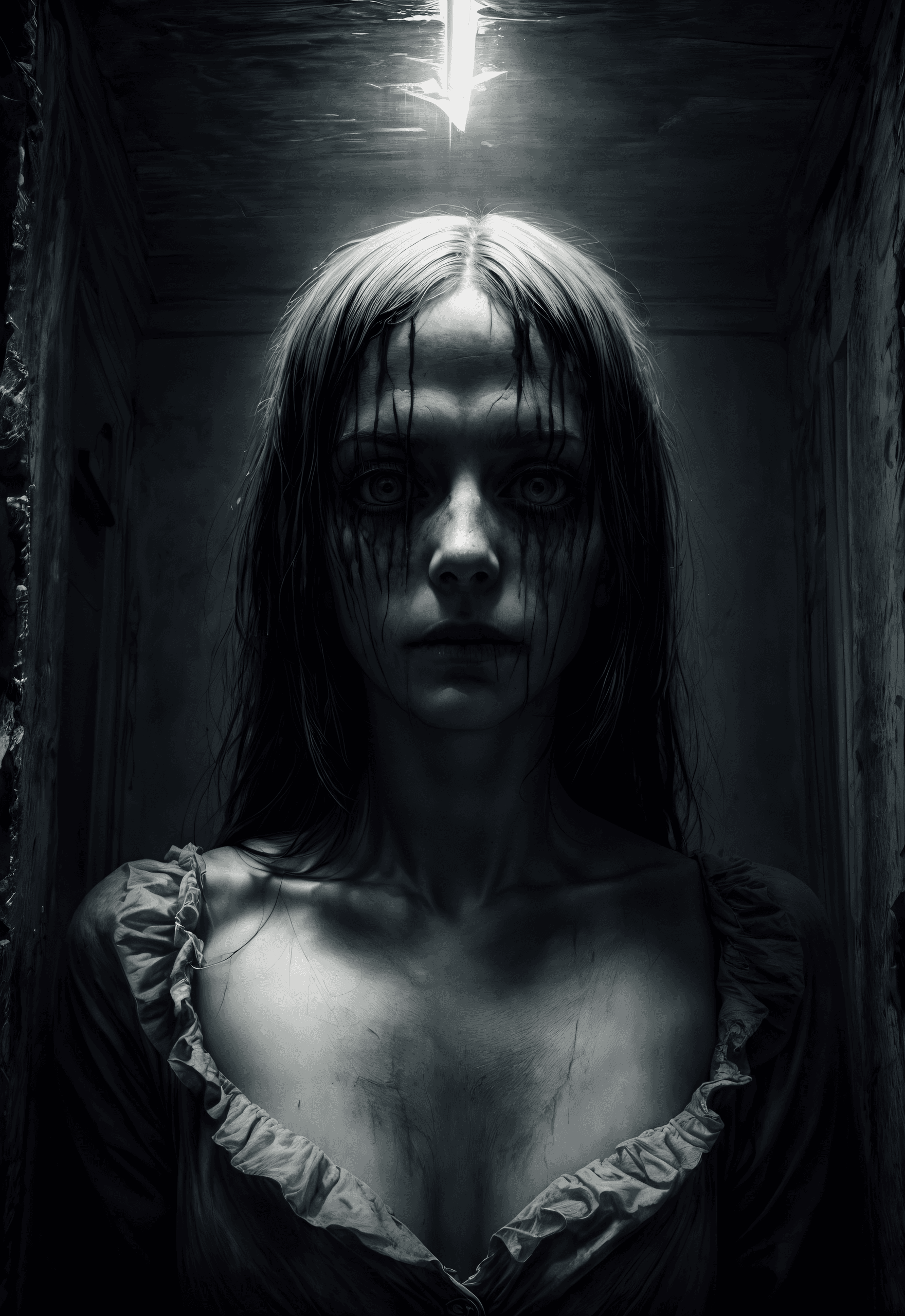 AI generated: (masterpiece of highest quality:1. 3) , (darkness, creepy, atmospheric:1.1) , gloomy illumination, i...