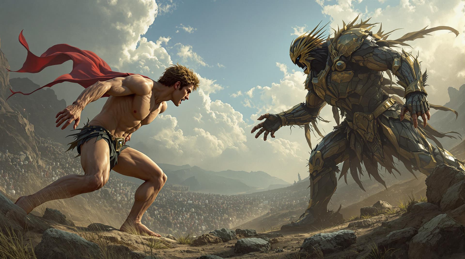 AI generated: david vs goliath, photorealism --v 5.1