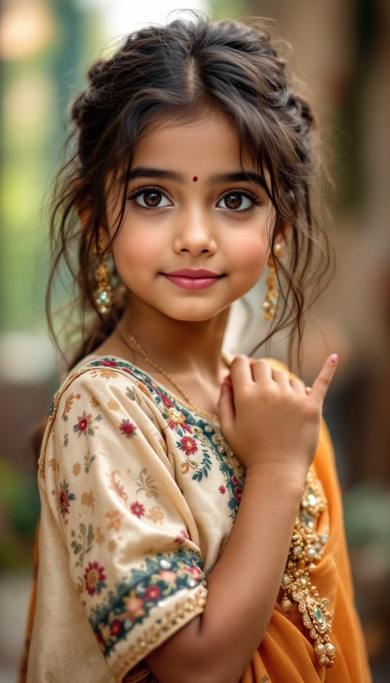 AI generated: India wear tradition dress. Girl wear kurti, pajami. Full body image
