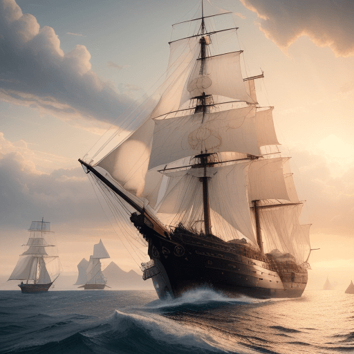 AI generated: Photo of a ultra realistic sailing ship, dramatic light, pale sunrise, cinematic lighting, battered,...