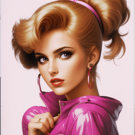 AI generated: high resolution woman bust with the 1980s fashion clothes and hairstyle

