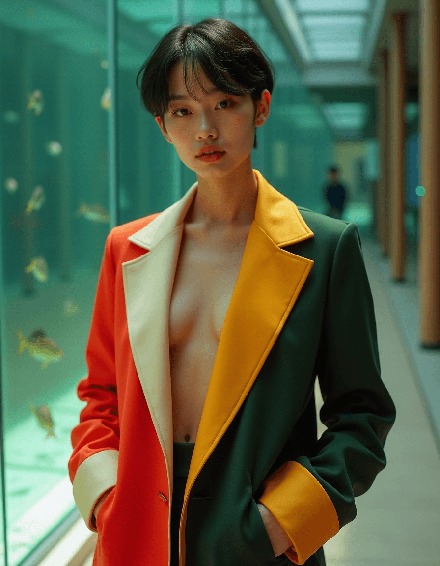 AI generated: High fashion photo of a 24-year-old Ladin-Taiwanese female chic fashion editor with a warm and invit...