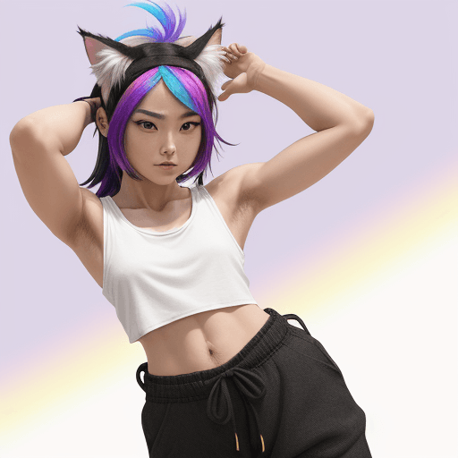 AI generated: 1 female, Japanese, [armpit hair v1], hairy armpits, long armpit hair, black (armpit hair:1.5), armp...
