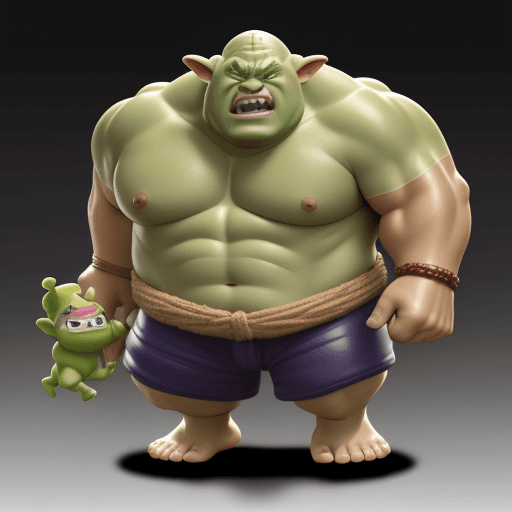 AI generated: ogre, funko pop, barefoot
