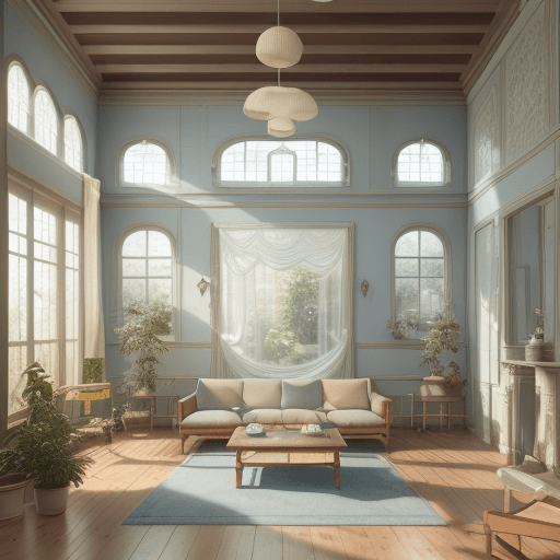 AI generated: High resolution photography interior design, dreamy sunken living room conversation pit, wooden floo...