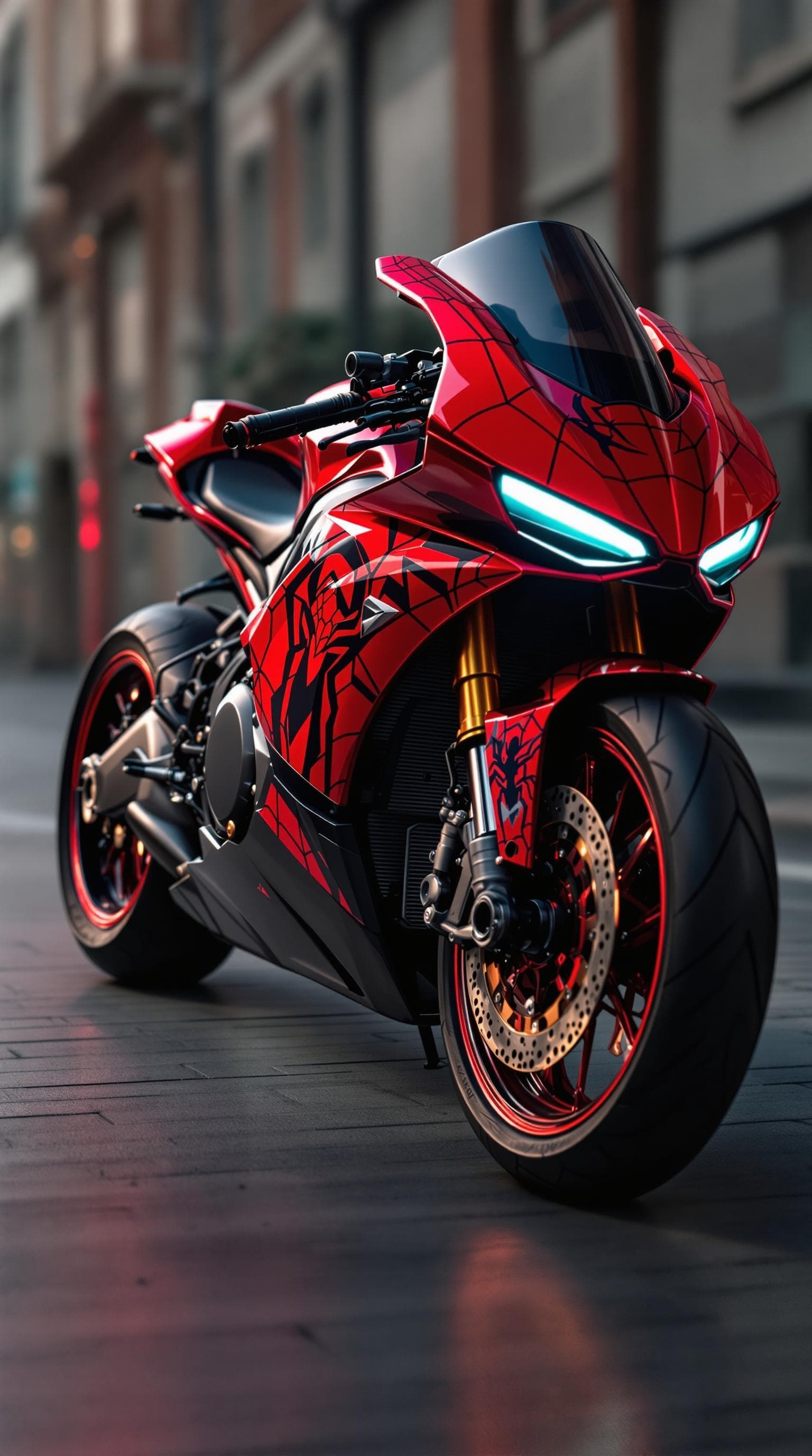 AI generated: a mototrcycle in a spiderman design