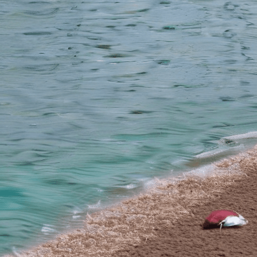 AI generated: image of a natural beach created with pieces of fabric