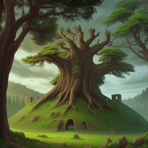 AI generated: fortress of ancient trees