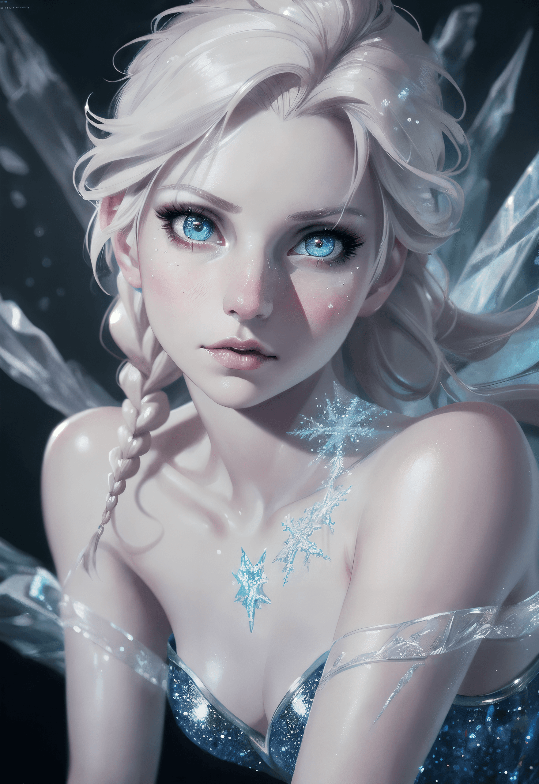 AI generated: hyper realistic, Elsa frozen, hyper detailed, intricately details, sharp focus, highest quality, har...