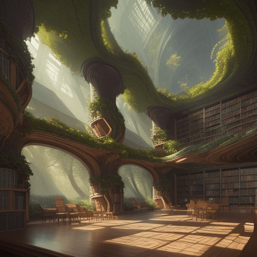 AI generated: a library is inside a library, in the style of vincent callebaut, fantasy illustration, ethereal tre...