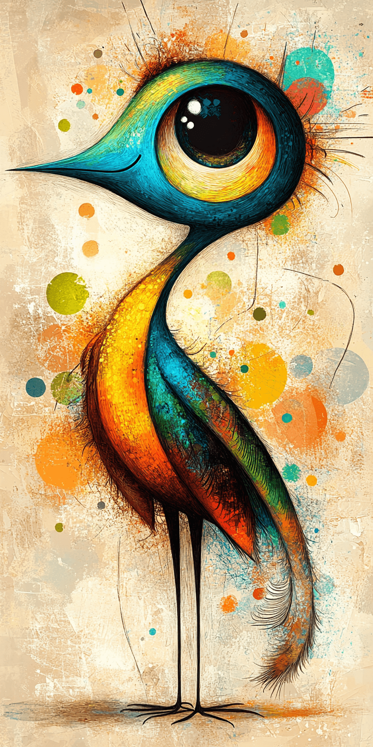 AI generated: A chalk drawing of an abstract character, in the style of Joan Miró, colorful --chaos 75 --ar 1:2 --...