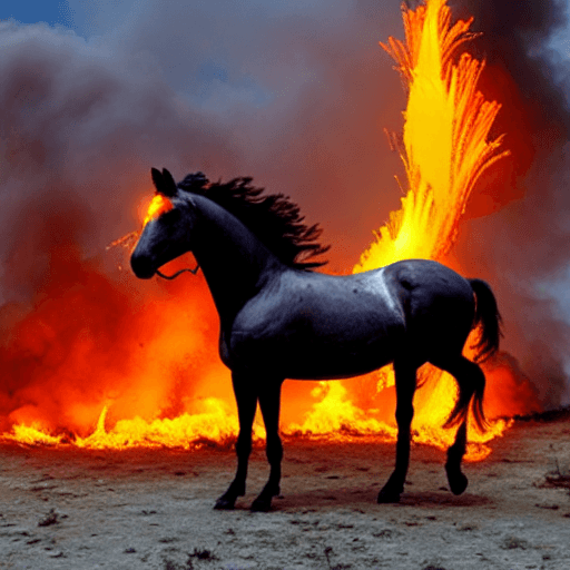 AI generated: un caballo con alas de fuego en el infierno
