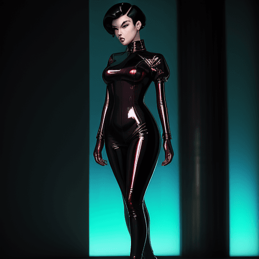 AI generated: high fashion photo, vintage latex outfit, in the style of Joong Keun Lee, intense shadows, smooth an...