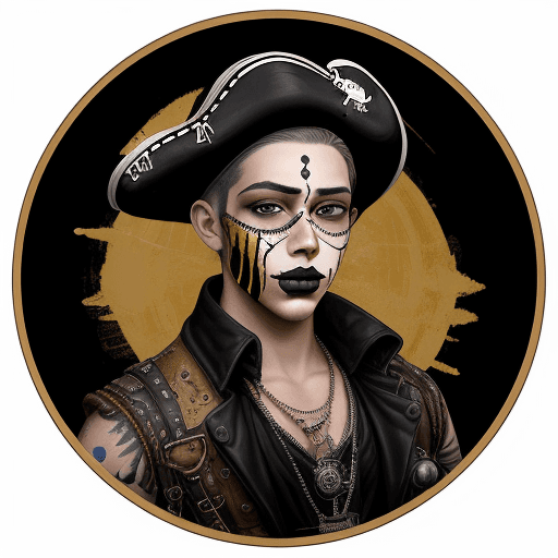 AI generated: portrait of an 24 year old man with painted face in golden brown with white outline, in the style of...