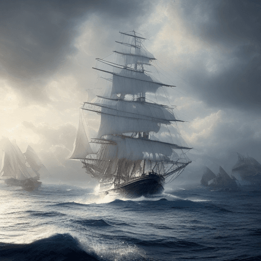 AI generated: Photo of a ultra realistic sailing ship, dramatic light, pale sunrise, cinematic lighting, battered,...