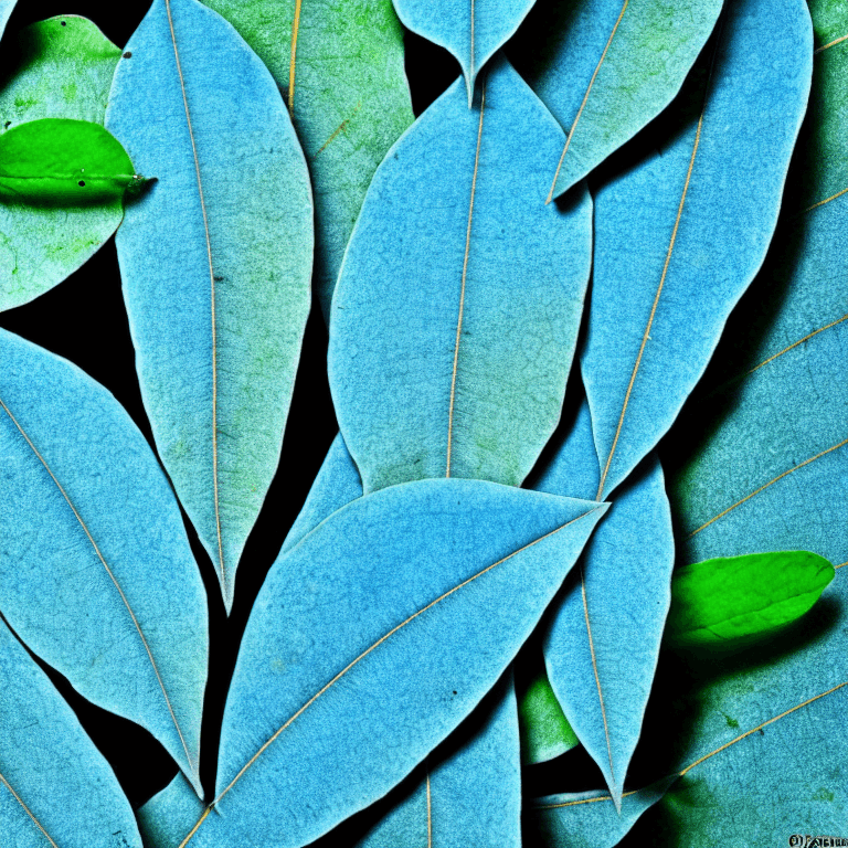 AI generated: Photos anthotipia, leaves, blue color

