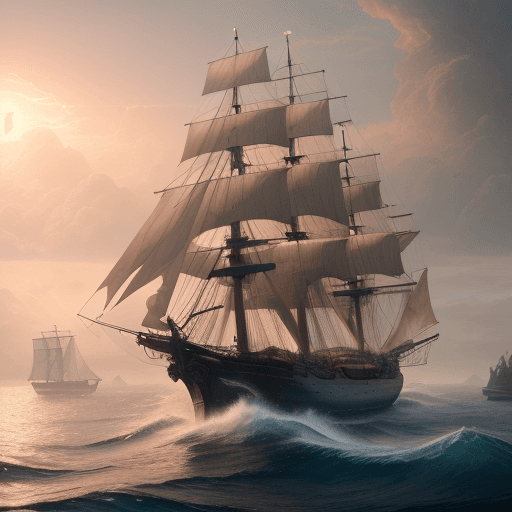 AI generated: Photo of a ultra realistic sailing ship, dramatic light, pale sunrise, cinematic lighting, battered,...