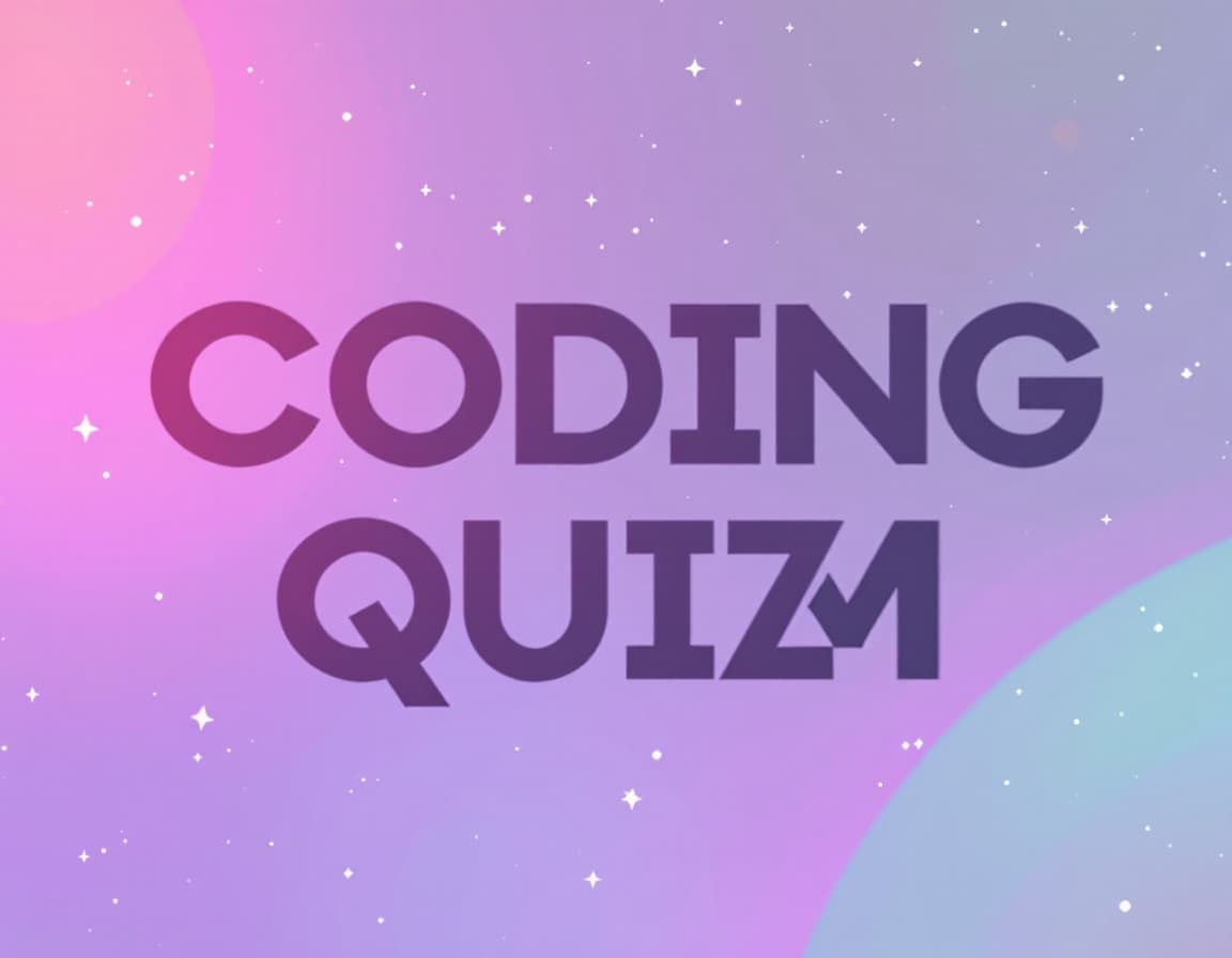 AI generated: Text "Coding Quiz IBSM" in Rainbow colors with space background