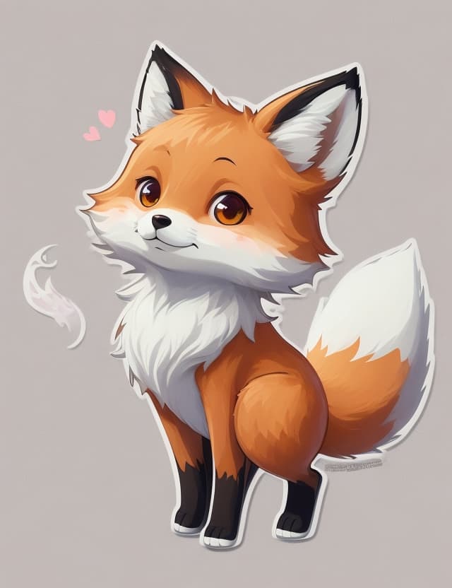 AI generated: a cute fox , full body ,highly detailed,a stickers, style cartoon,white border, two-dimensional, A d...