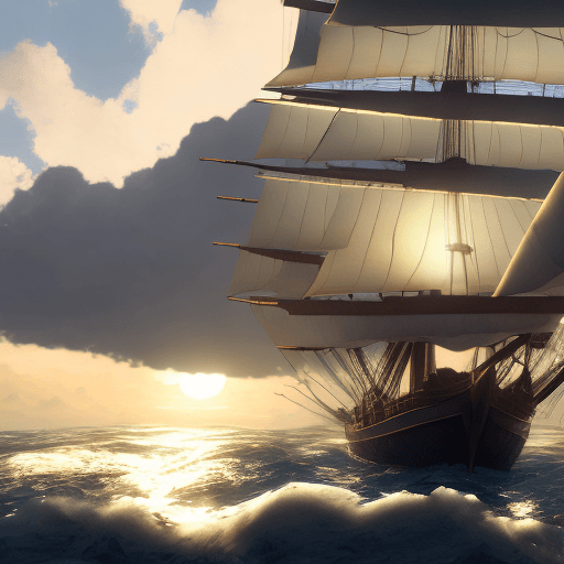 AI generated: Photo of a ultra realistic sailing ship, dramatic light, pale sunrise, cinematic lighting, battered,...