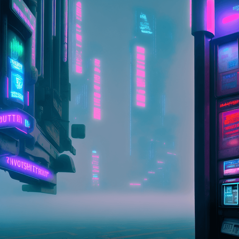 AI generated: close up cyberpunk at atm light fog, 16k