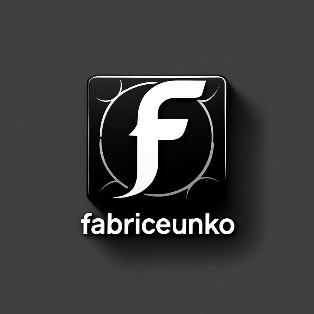 AI generated: A beautiful black and white logo icon of a game installation software with the text fabriceunko writ...