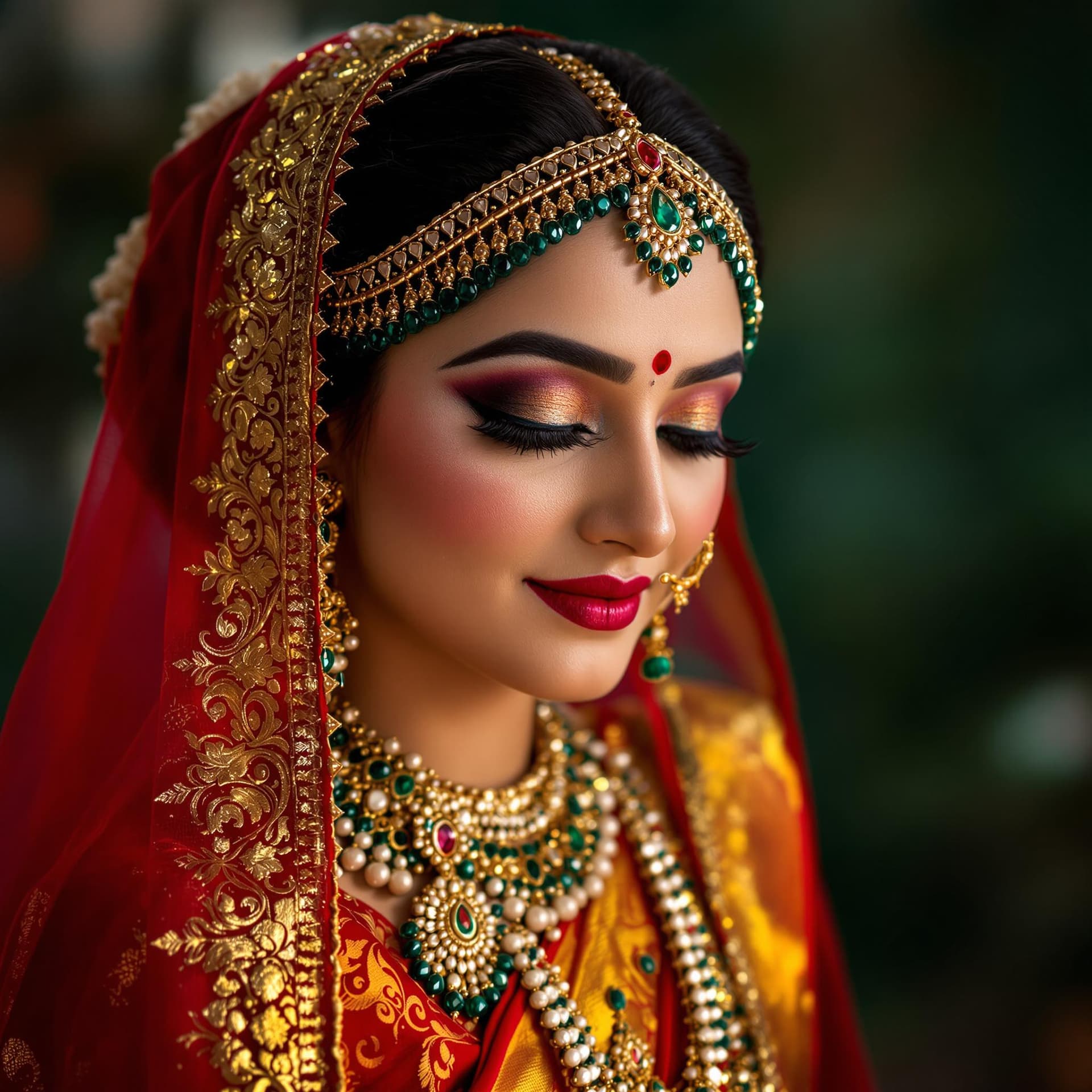 AI generated: a beautiful hindu kerala bride in traditional saree,bride similar to actress Aiswarya rai, in the st...