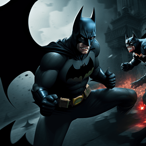 AI generated:  Batman fight with demon in hell, 4k ,ultra hd